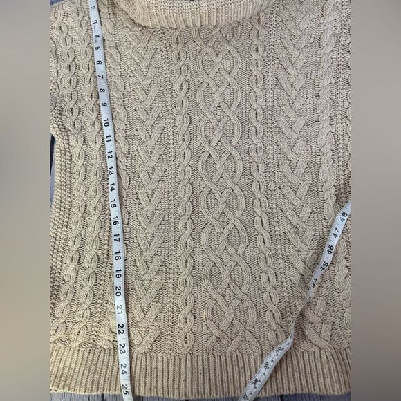 Lauren Ralph Lauren Cream Classic Cable Knit Cottagecore Turtleneck Sweater XL - Picture 13 of 13